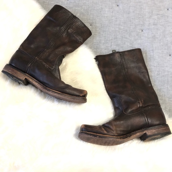 Frye Shoes - Frye Heath outside zipper distressed mid calf boot